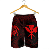 Hawaiian Kanaka Turtle Polynesian Men's Shorts Red AH - Polynesian Pride