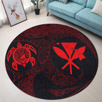 Hawaiian Kanaka Turtle Polynesian Round Carpet Red AH - Polynesian Pride