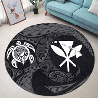 Hawaiian Kanaka Turtle Polynesian Round Carpet White AH - Polynesian Pride