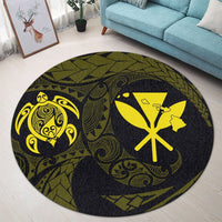 Hawaiian Kanaka Turtle Polynesian Round Carpet Yellow AH - Polynesian Pride