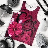 Hawaiian Map Big Turtle Hibiscus Plumeria Tribal Polynesian Tank Top - Pink - AH - Polynesian Pride
