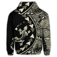 Hawaiian Map Gecko Tattoo Kakau Polynesian Hoodie Beige - Polynesian Pride