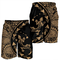 Hawaiian Map Gecko Tattoo Kakau Polynesian Men's Shorts Gold AH - Polynesian Pride