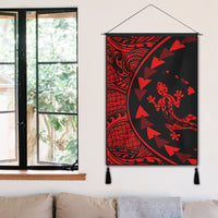 Hawaiian Map Gecko Tattoo Kakau Polynesian Hanging Poster Red AH - Polynesian Pride