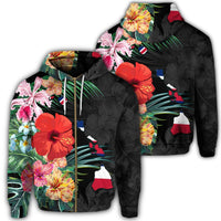 Hawaiian Map Hawaii Flag Hibiscus Polynesian Zip Hoodie Unisex Art - Polynesian Pride