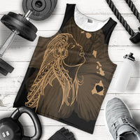 Hawaiian Map Heart Hula Girl Hibiscus Gold Polynesian Tank Top - AH - Polynesian Pride