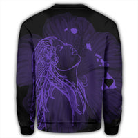 Hawaiian Map Heart Hula Girl Hibiscus Purple Polynesian Sweatshirt - AH - Polynesian Pride