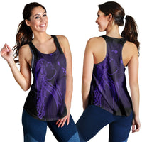 Hawaiian Map Heart Hula Girl Hibiscus Purple Polynesian Racerback Tank - AH Black - Polynesian Pride