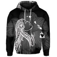 Custom Hawaiian Map Heart Hula Girl Hibiscus White Polynesian Hoodie - Polynesian Pride