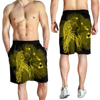 Hawaiian Map Heart Hula Girl Hibiscus Yellow Polynesian Men's Shorts - AH - Polynesian Pride