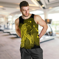 Hawaiian Map Heart Hula Girl Hibiscus Yellow Polynesian Tank Top - AH - Polynesian Pride