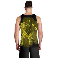 Hawaiian Map Heart Hula Girl Hibiscus Yellow Polynesian Tank Top - AH - Polynesian Pride