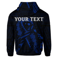 Custom Hawaiian Map Heart Ribbon Cancer Hibiscus Blue Polynesian Hoodie - Polynesian Pride
