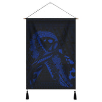 Hawaiian Map Heart Ribbon Cancer Hibiscus Blue Polynesian Hanging Poster - AH Hanging Poster Cotton And Linen - Polynesian Pride