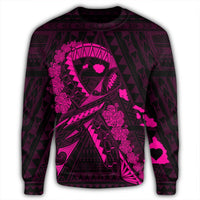 Hawaiian Map Heart Ribbon Cancer Hibiscus Pink Polynesian Sweatshirt - AH - Polynesian Pride
