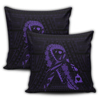 Hawaiian Map Heart Ribbon Cancer Hibiscus Purple Polynesian Pillow Covers - AH - Polynesian Pride