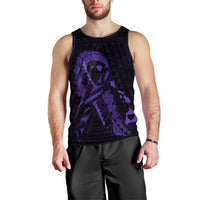 Hawaiian Map Heart Ribbon Cancer Hibiscus Purple Polynesian Tank Top - AH Black - Polynesian Pride