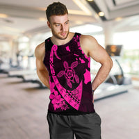 Hawaiian Map Hibiscus Turtle Fish Hook Polynesian Tank Top Pink - AH - Polynesian Pride