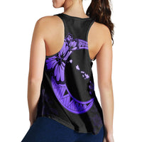 Hawaiian Map Hibiscus Turtle Polynesian Moon Racerback Tank Purple - AH - Polynesian Pride