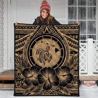 Hawaiian Map Honu Hibiscus Tropic Gold Polynesian Premium Quilts - AH - Polynesian Pride