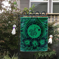 Hawaiian Map Honu Hibiscus Tropic Green Polynesian Flag - AH - Polynesian Pride