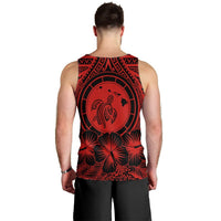 Hawaiian Map Honu Hibiscus Tropic Red Polynesian Tank Top - AH - Polynesian Pride
