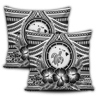 Hawaiian Map Honu Hibiscus Tropic White Polynesian Pillow Covers - AH - Polynesian Pride