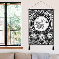 Hawaiian Map Honu Hibiscus Tropic White Polynesian Hanging Poster - AH - Polynesian Pride