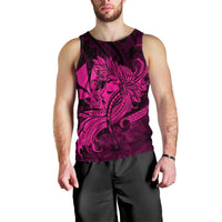 Hawaiian Map Hula Girl Hibiscus Kanaka Polynesian Tank Top - Pink - AH Black - Polynesian Pride