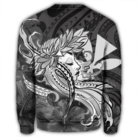 Hawaiian Map Hula Girl Hibiscus Kanaka Polynesian Sweatshirt - White - AH - Polynesian Pride