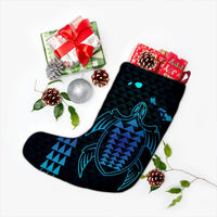 Hawaiian Map Kakau Turtle Polynesian Christmas Stocking - Blue - AH - Polynesian Pride