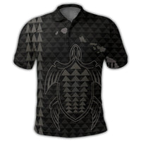 Hawaiian Map Kakau Turtle Polynesian Polo Shirt Gray - Polynesian Pride