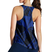 Hawaiian Map Kanaka Hibiscus Blue Polynesian Racerback Tank - AH - Polynesian Pride