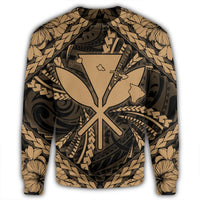 Hawaiian Map Kanaka Hibiscus Gold Polynesian Sweatshirt - AH - Polynesian Pride