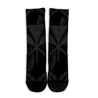 Hawaiian Map Kanaka Hibiscus Gray Polynesian Crew Socks - AH - Polynesian Pride