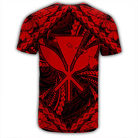 Hawaiian Map Kanaka Hibiscus Red Polynesian T Shirt - Polynesian Pride