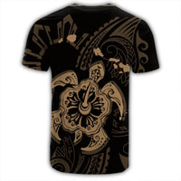 Hawaiian Map Kanaka Hibiscus Turtle Gold Polynesian T Shirt - Polynesian Pride