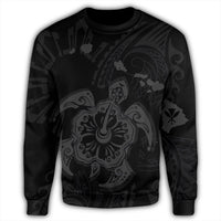 Hawaiian Map Kanaka Hibiscus Turtle Gray Polynesian Sweatshirt - AH - Polynesian Pride