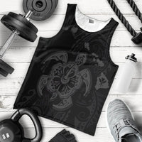 Hawaiian Map Kanaka Hibiscus Turtle Gray Polynesian Tank Top - AH - Polynesian Pride