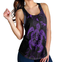 Hawaiian Map Kanaka Hibiscus Turtle Purple Polynesian Racerback Tank - AH - Polynesian Pride