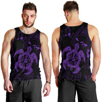 Hawaiian Map Kanaka Hibiscus Turtle Purple Polynesian Tank Top - AH - Polynesian Pride