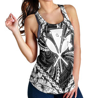 Hawaiian Map Kanaka Hibiscus White Polynesian Racerback Tank - AH - Polynesian Pride