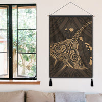 Hawaiian Map Kanaka Manta Ray Polynesian Hanging Poster Gold - AH - Polynesian Pride