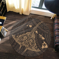 Hawaiian Map Kanaka Manta Ray Polynesian Round Carpet Gold - AH - Polynesian Pride