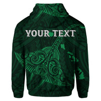 Custom Hawaiian Map Kanaka Manta Ray Polynesian Hoodie Green - Polynesian Pride