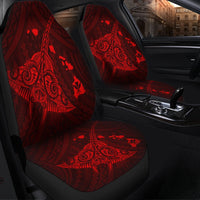 Hawaiian Map Kanaka Manta Ray Polynesian Car Seat Covers Red - AH - Polynesian Pride
