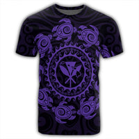 Hawaiian Map Kanaka Turtles Circle Style Purple Polynesian T Shirt - Polynesian Pride