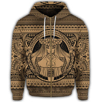 Hawaiian Map Madame Pele Kanaka Plumeria Polynesian Zip Hoodie Gold - Polynesian Pride