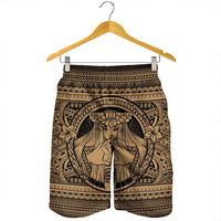 Hawaiian Map Madame Pele Kanaka Plumeria Polynesian Men's Shorts Gold AH - Polynesian Pride