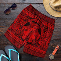 Hawaiian Map Madame Pele Mauna Kea Plumeria Polynesian Men's Shorts Red AH Art - Polynesian Pride